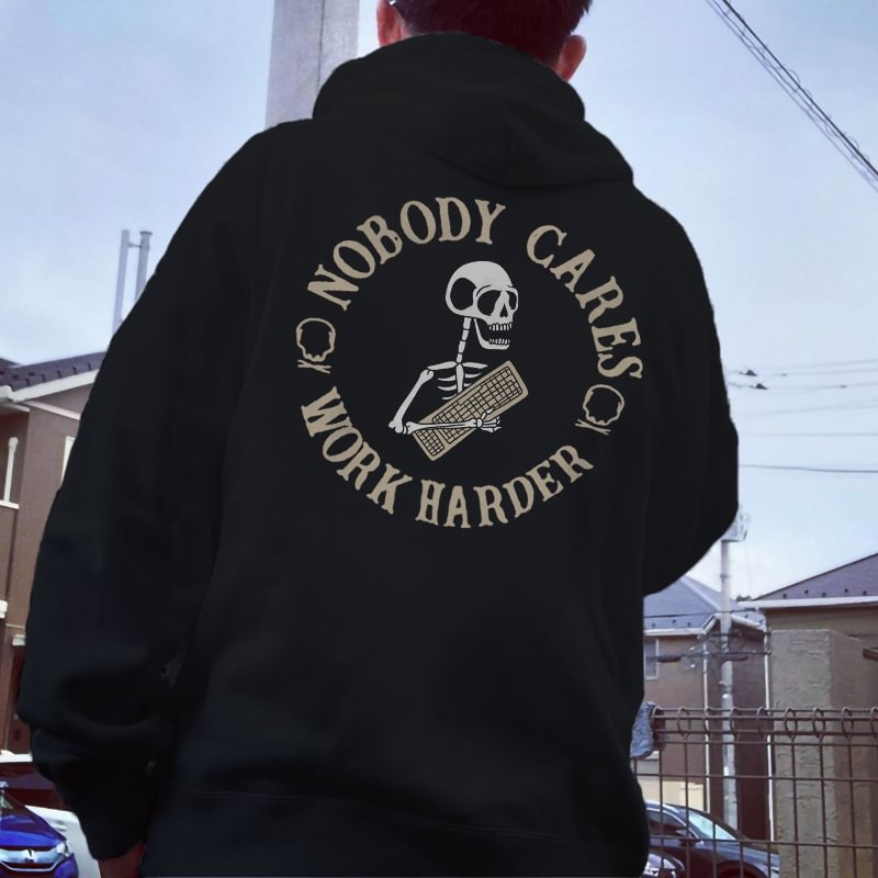 Skeleton Holding Keyboard Print Streetwear Men’s Hoodie -  