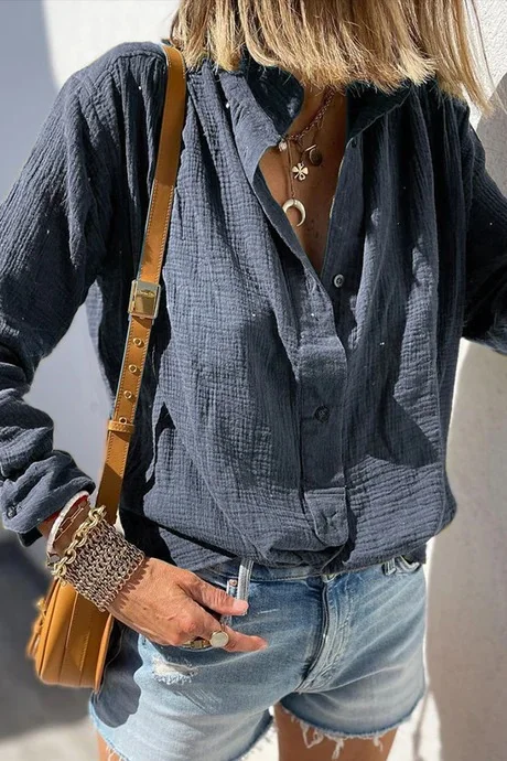 Casual Solid V Neck Tops