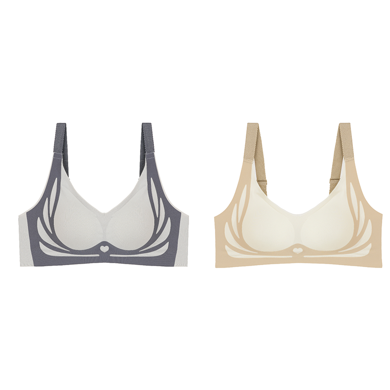 Xinyulin 2 PCS/SET Women Super Gather Wireless Push-up Bra Female Gathered Up Padded Support Bras Seamless Vest Bra Bralette Underwear