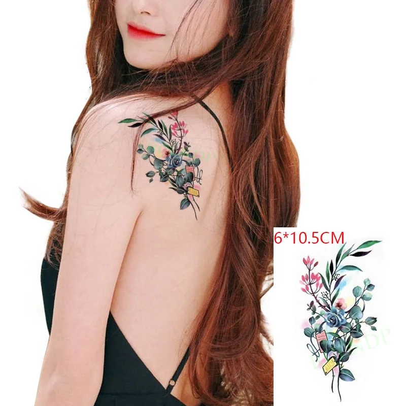 Waterproof Temporary Tattoo Stickers Beautiful Flower Rose fake Tatto Flash Tatoo Tatouage Hand Back Foot Arm for Girl Women Men