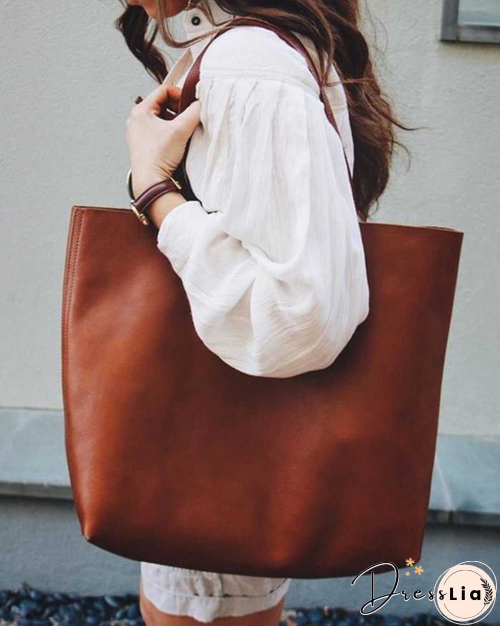 Brown Leather Womens Tote Bags School Handbags