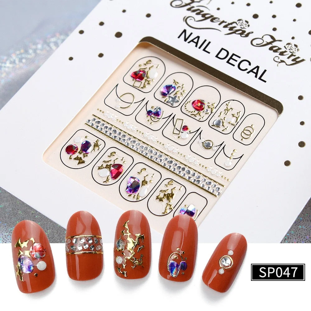 1pcs Mature Bronzing DIY Irregular Shape Nail Art Finished Multicolored Stickers Beauty Decoration Embossed Decal Adhesive