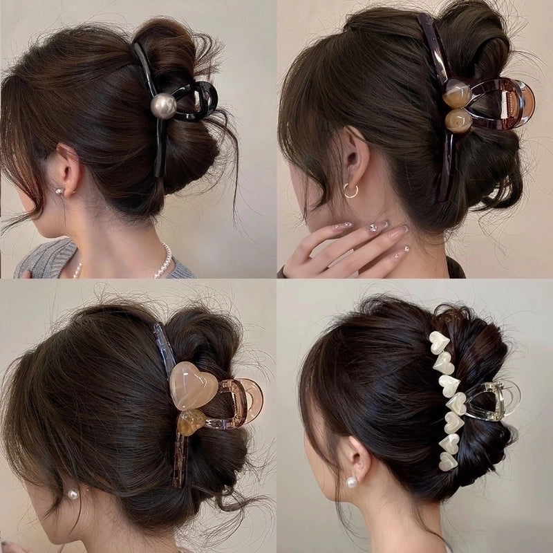 Women's Minimalist Heart Shape Plastic Hair Claws