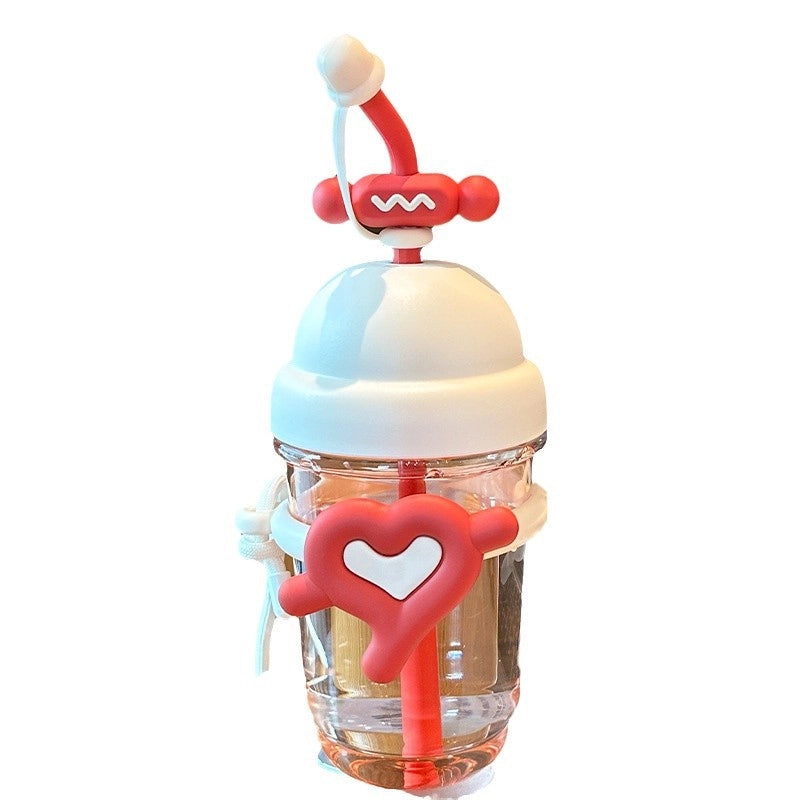 Cute Red Heart Plastic Water Bottles 1 Piece