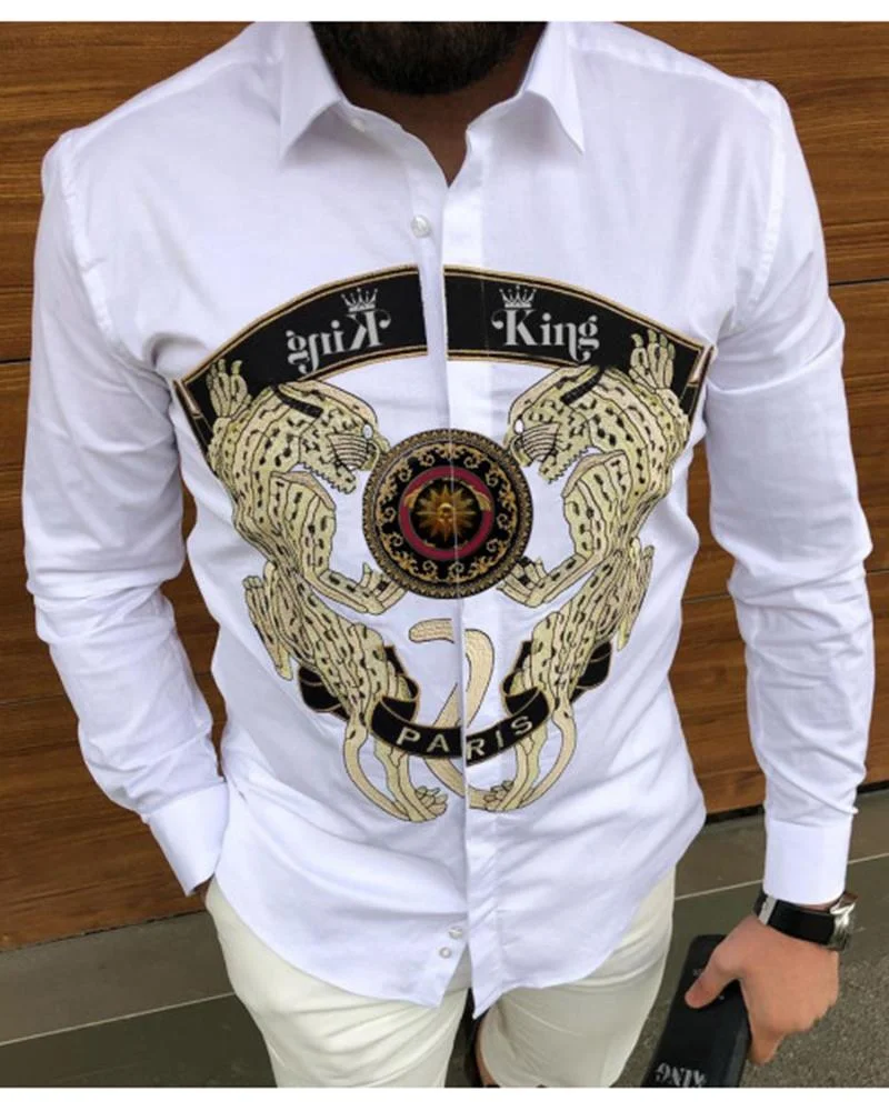 Mens Classical Elegant  Printed Casual Shirt