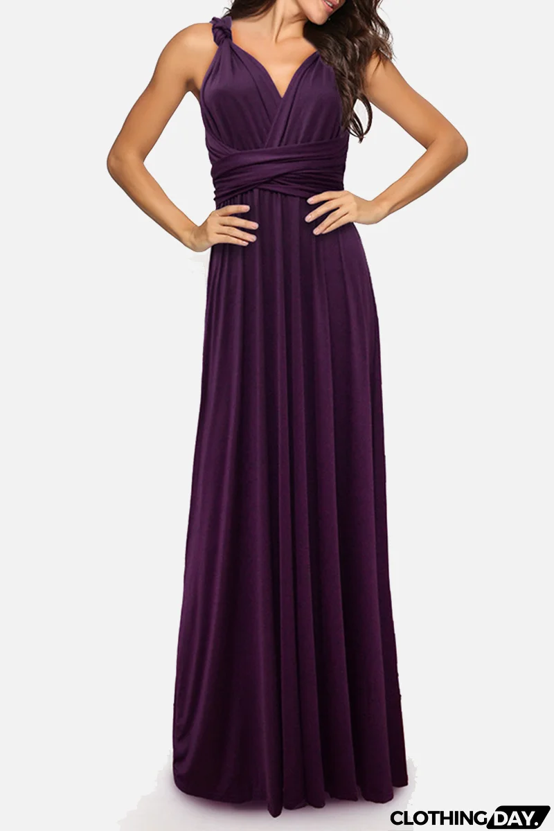 Fashion Elegant Solid Patchwork Backless Strap Design Evening Dress Dresses(20 Colors)