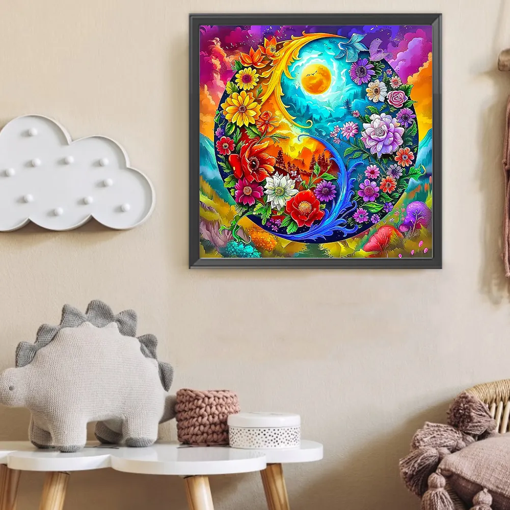 Diamond Painting - Full Round Drill - Tai Chi Flower(Canvas|50*50cm)