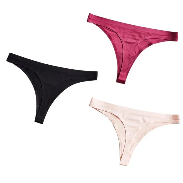 3pcs Seamless Thong Panties Sexy Briefs Solid Soft Thin Thongs Women Underwear Panties for Female Ladies Panty G String Lingerie