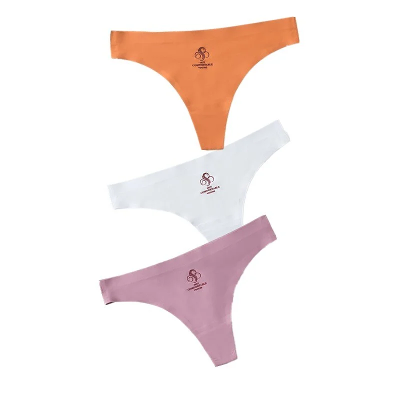 3pcs Women Thongs & G Strings Sexy Low-Rise Seamless Panties Ultra Thin Solid Thong Woman Invisible Plus Size Underwear Lingerie