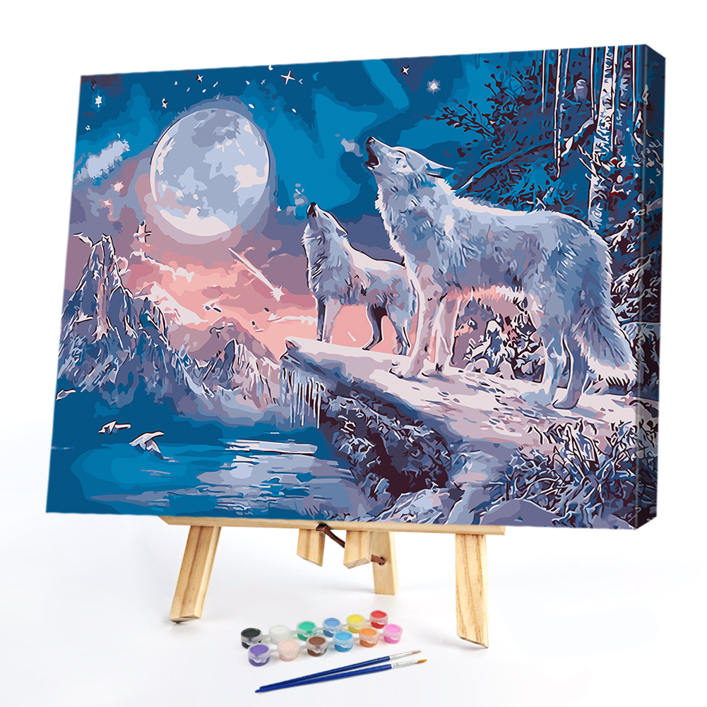 

50*40CM Paint By Numbers-Two Wolves, 501 Original