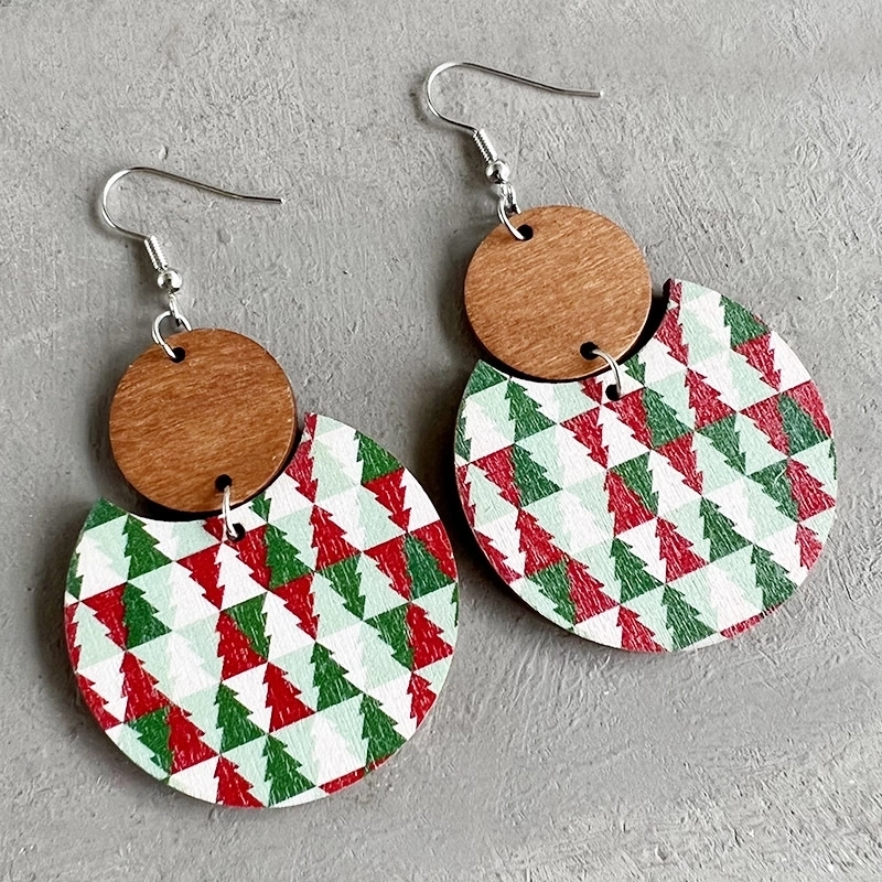 Fashion Snowflake Wood Handmade Christmas Women’s Earrings 1 Pair
