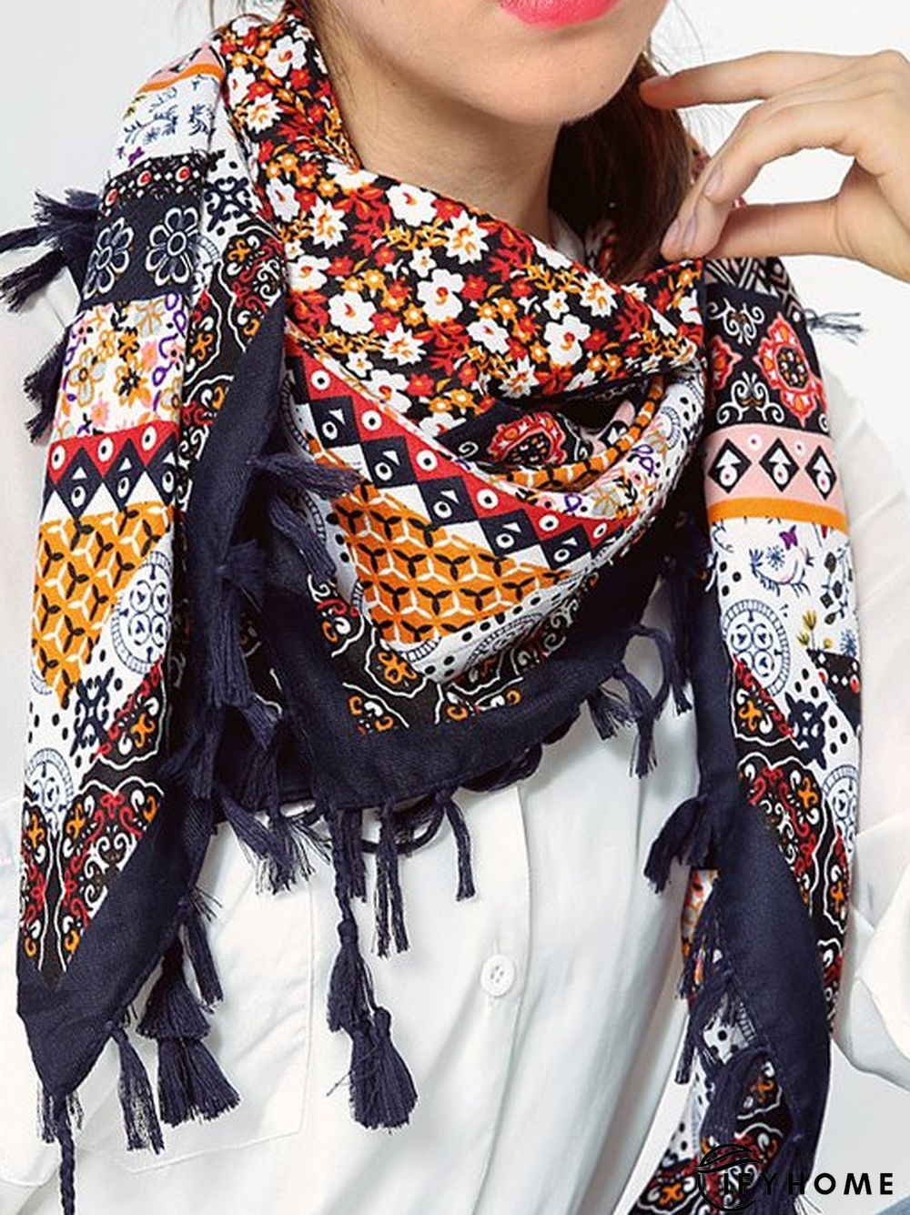 Boho Silk Ethnic Pattern Pattern Scarf Beach Vacation Everyday Accessories | IFYHOME