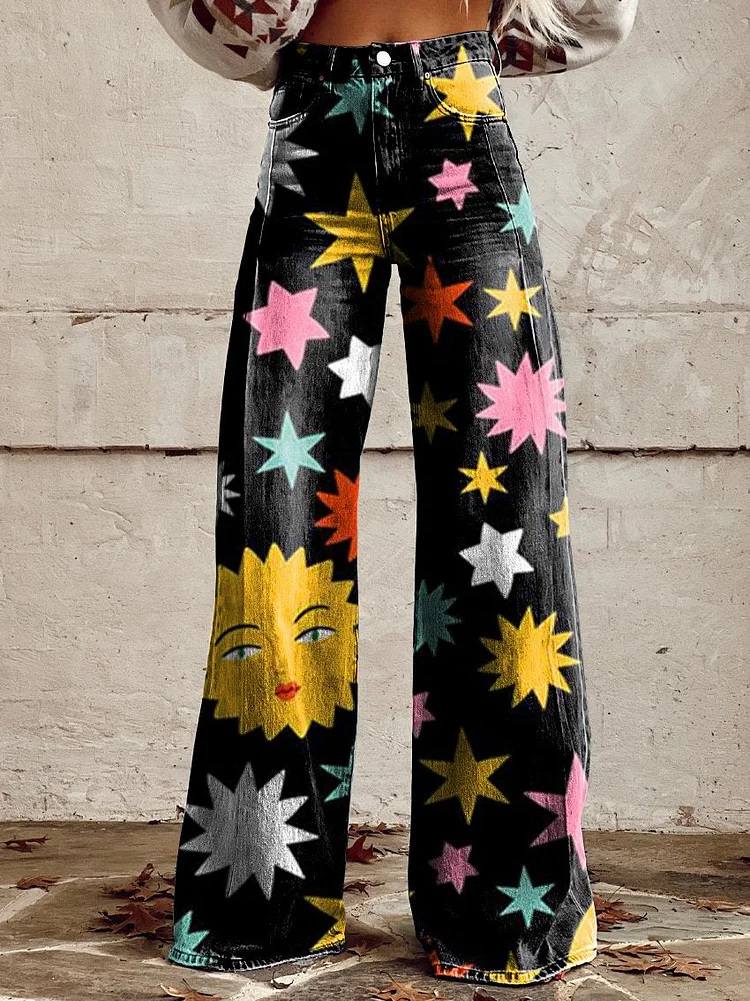 star printed casual women jeans