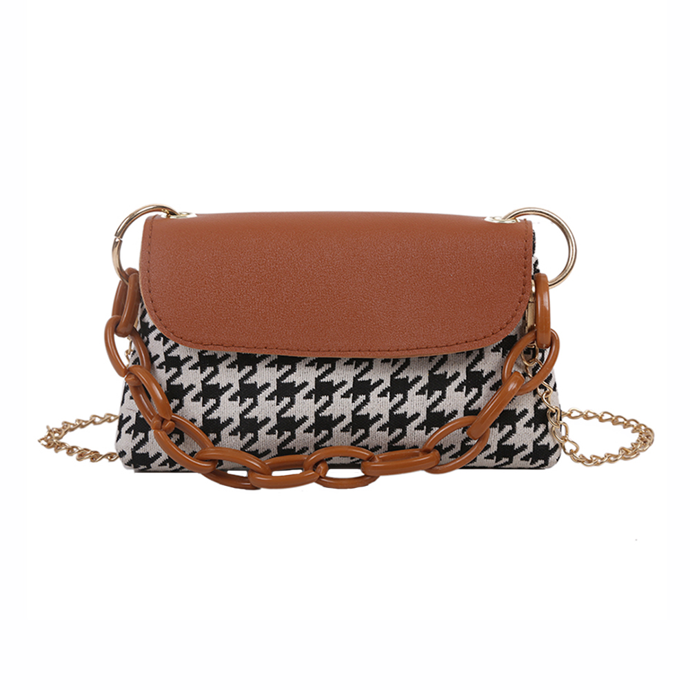 

Houndstooth Pattern Crossbody Bags Vintage Flip Shoulder Bag, Brown, 501 Original