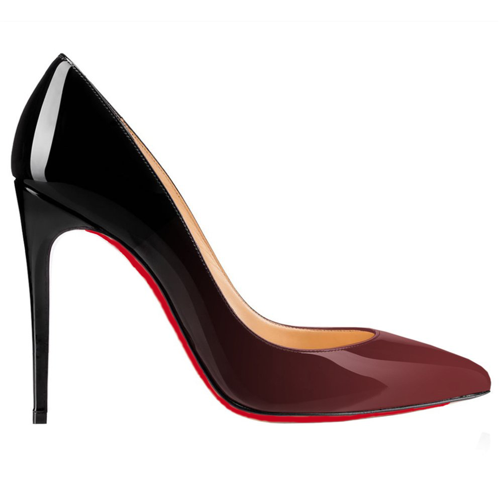 Red Bottom Gradient High Heels Fashion Pumps Gradient Patent Shoes-MERUMOTE