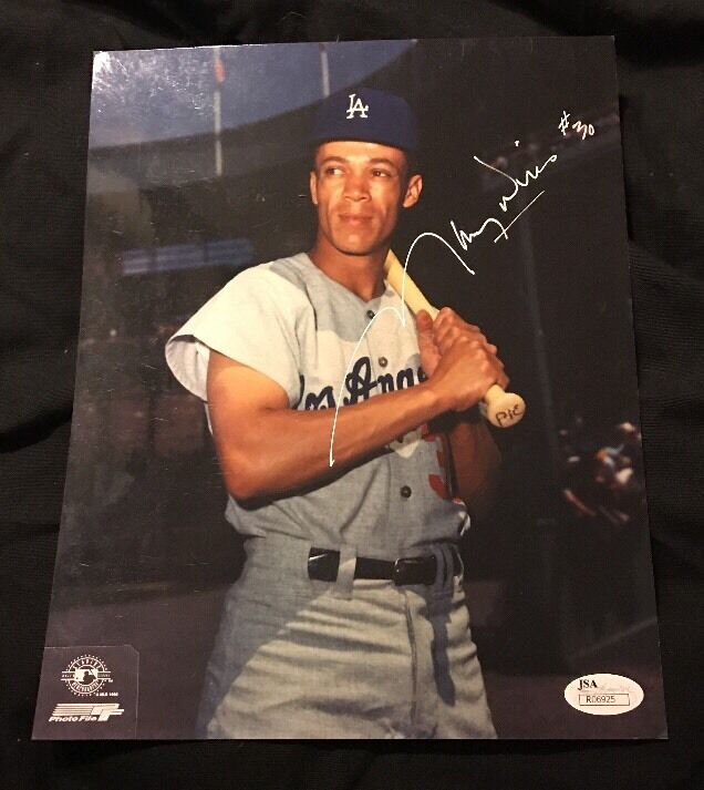 MAURY WILLS DODGERS SIGNED 8X10 Photo Poster painting JSA Coa