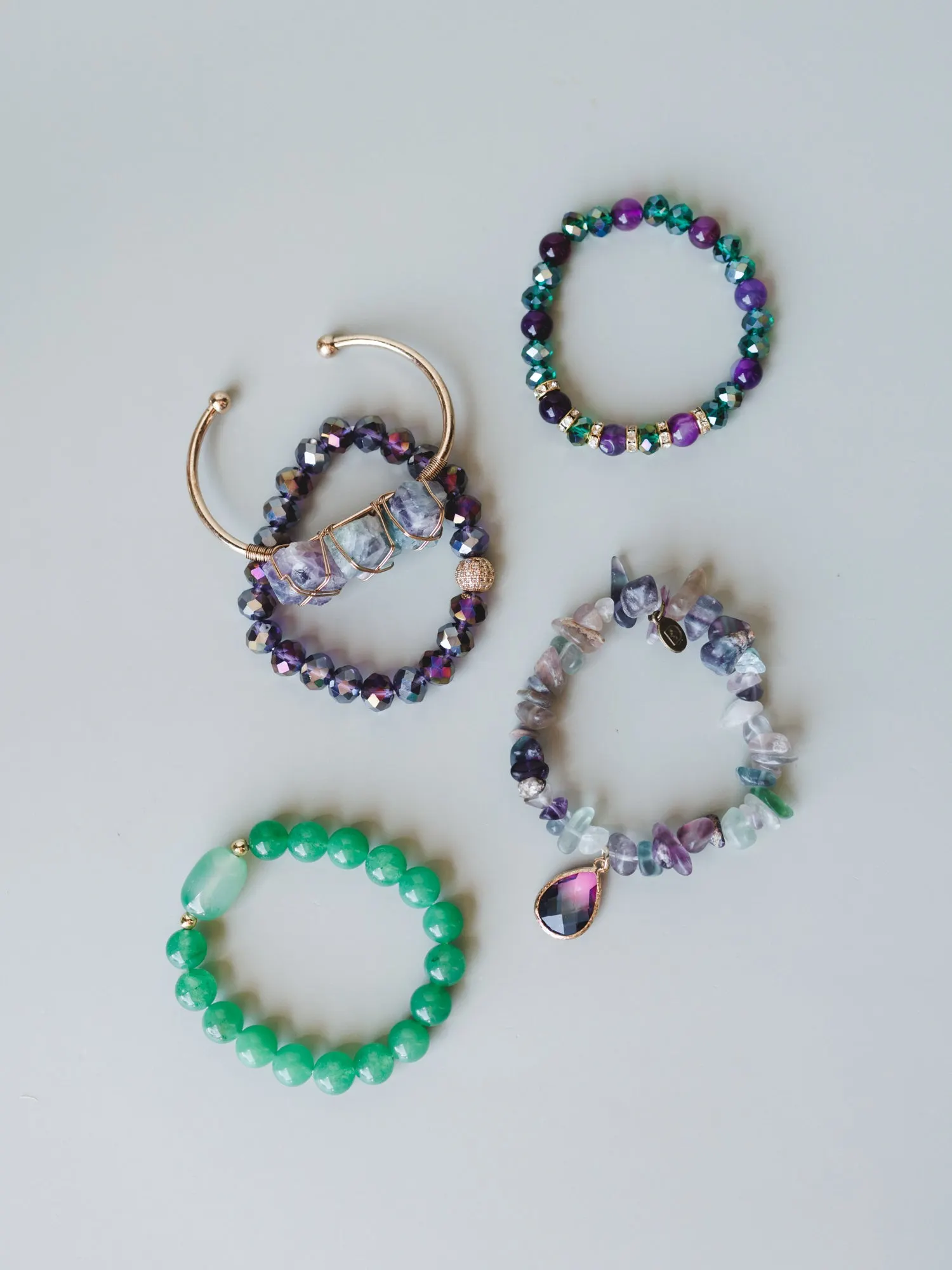 Josephine Bracelet Set - Green Multi