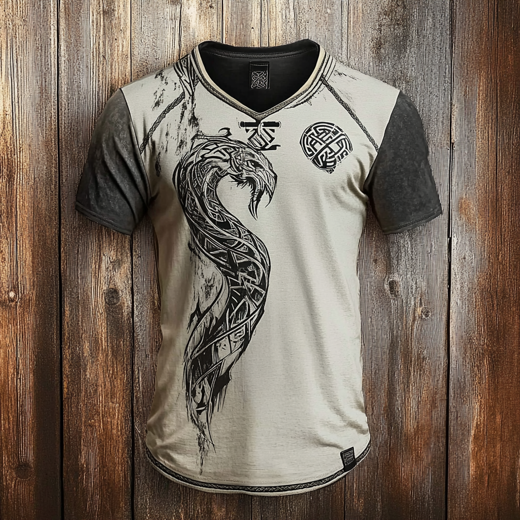 Men's Viking Celtic Knot Jörmungandr Vintage Print T-shirt / Rvogue / Rvogue