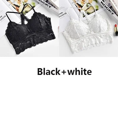 Women Bralette French style lace sexy beauty back bra girl underwear deep V underwear without underwire soft thin seamless bra