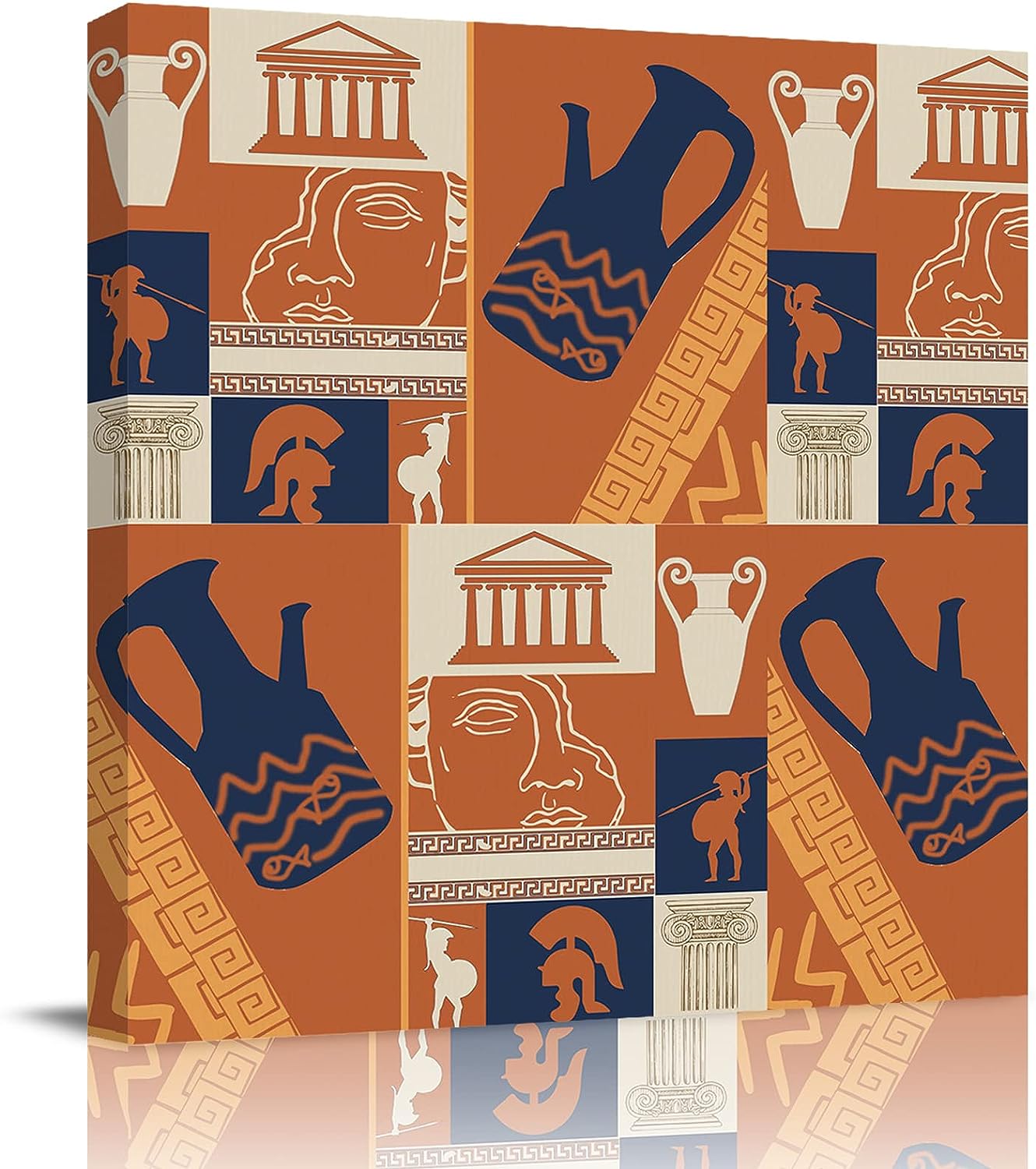 Canvas Wall Art for Living Room Indian Clay Pots Soldiers and Ancient Rome Architecture Splice Picture Framed Wall Decor for bedroom Bathroom Framhouse Office Kitchen Decor, 20 inch x20 inch  20 x 20 in