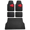 FH Group Premium Liners Tall Channel Trimmable All Weather Rubber Full Set Car Floor Mats (Red) w. Trimmable All-Season Cargo Liner (Black) - Universal Fit for Cars Trucks and SUVs