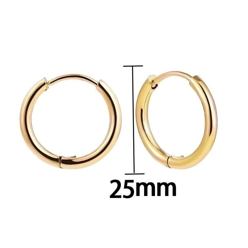 1 Pair Minimalist Solid Color Plating Stainless Steel Hoop Earrings