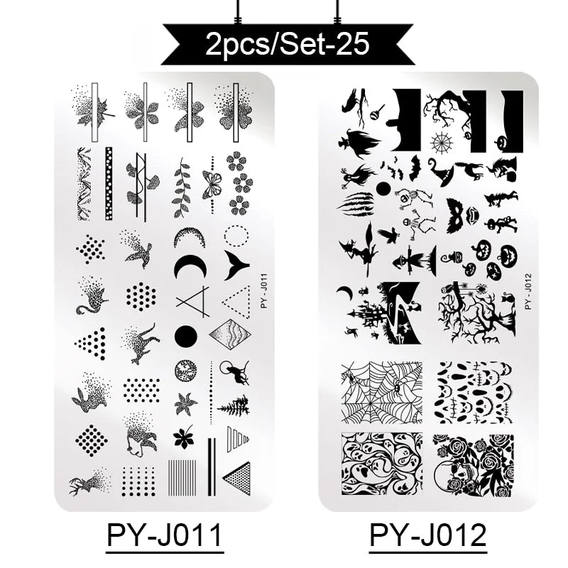PICT YOU Stamping Plates Kits Striped Line Flowers Stamp Plate Tropical Geometry Lace Halloween Pumpkin Nail  Image Plate-Nail Inspo