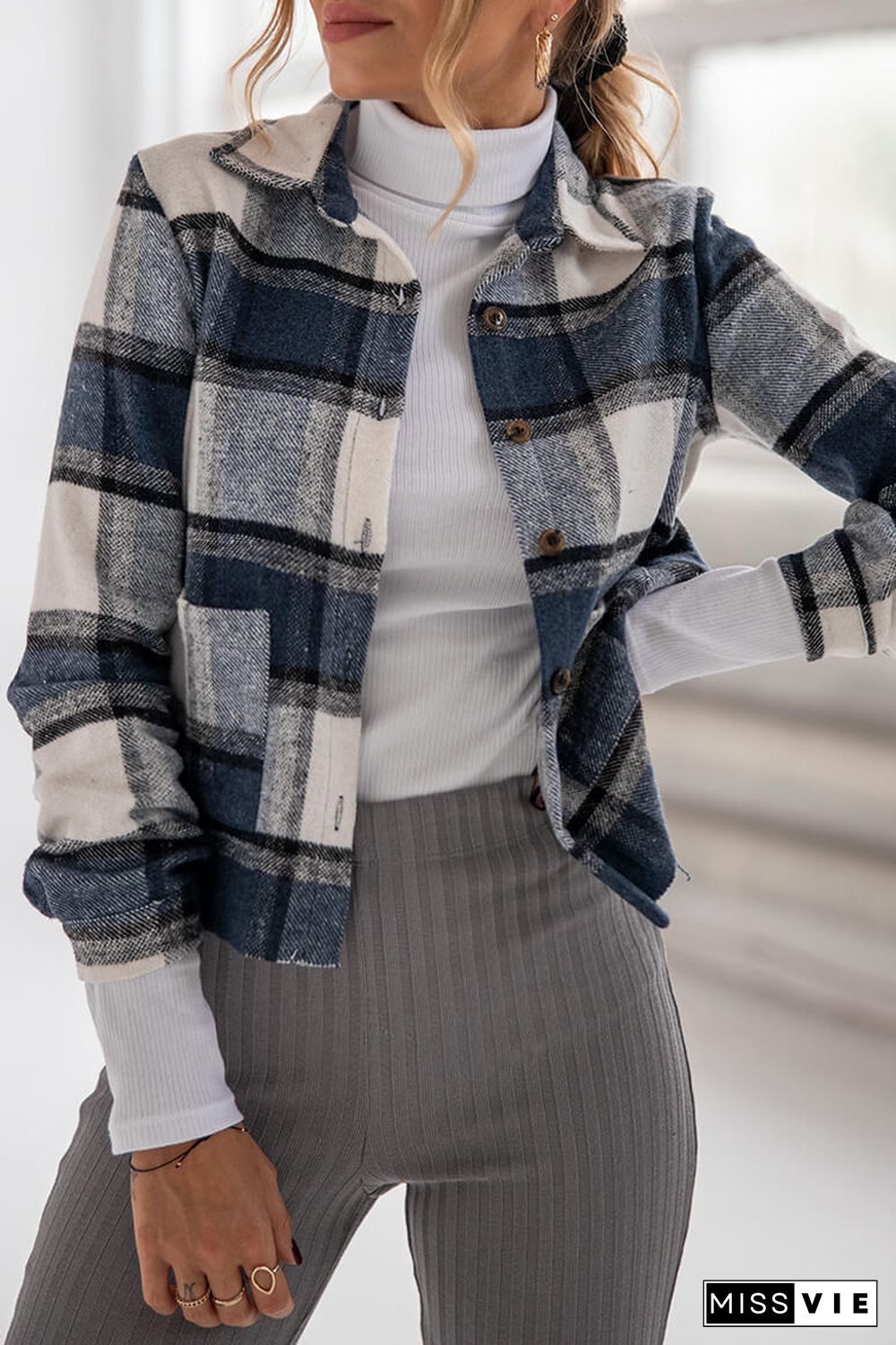 Plaid Casual Shirt Short Coat