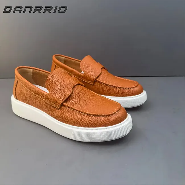 DANRRIO Handemade Retro Genuine Leather Retro Men's Casual Loafers