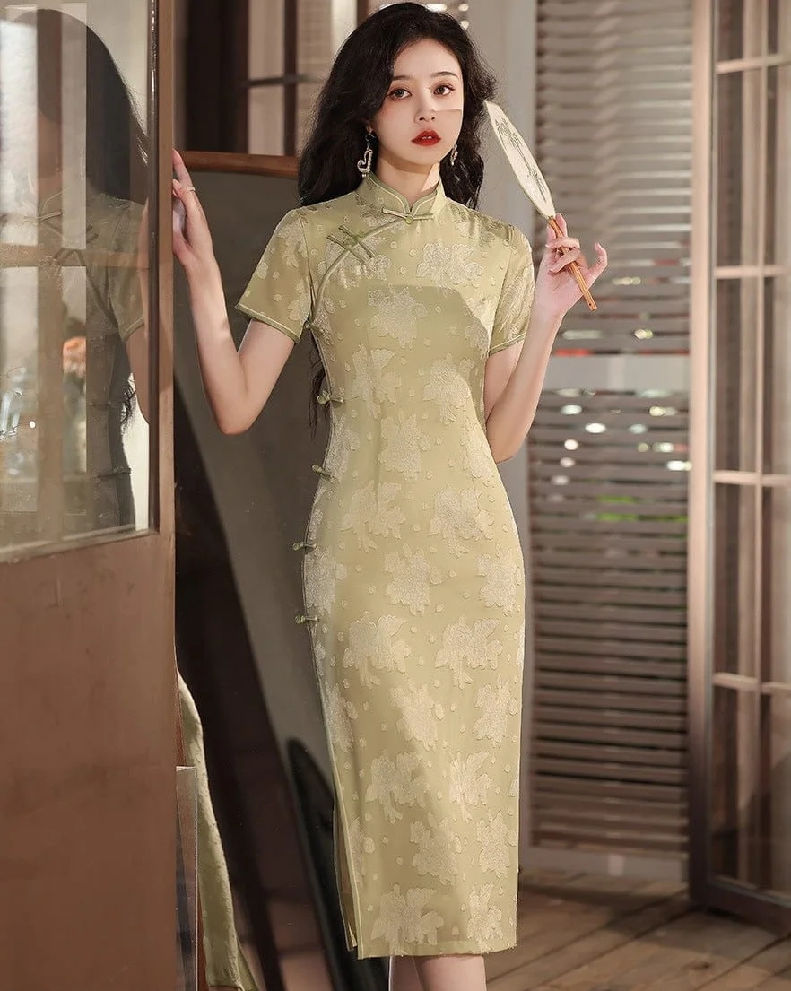 Spring and summer collection, chiffon midi Qipao