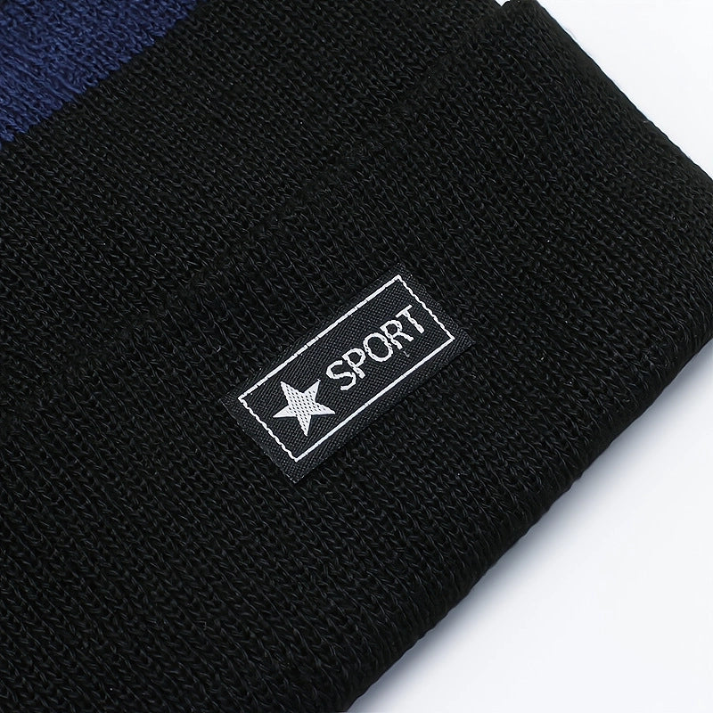 Hat Men’s Winter Thickened Warm Wool Hat Cotton Hat Men’s Winter Korean-style Fashionable Youth Cold-proof Cycling Knitted Hat