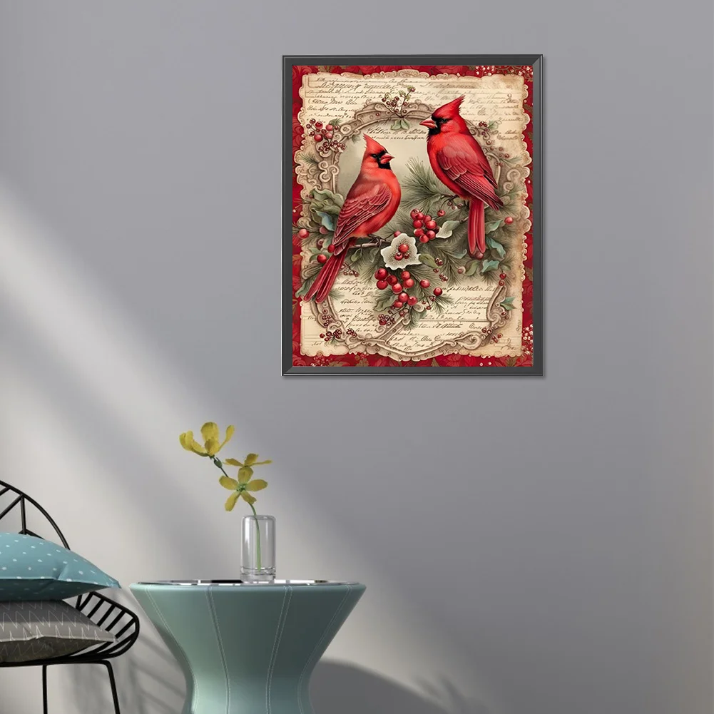 Diamond Painting - Full Square Drill - Xmas Cardinal(Canvas|40*50cm)