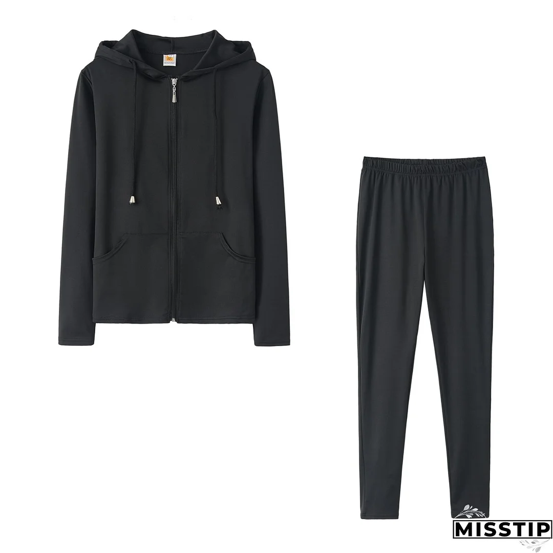 Spring Sexy Casual Solid Color Hooded Two Piece Tracksuit