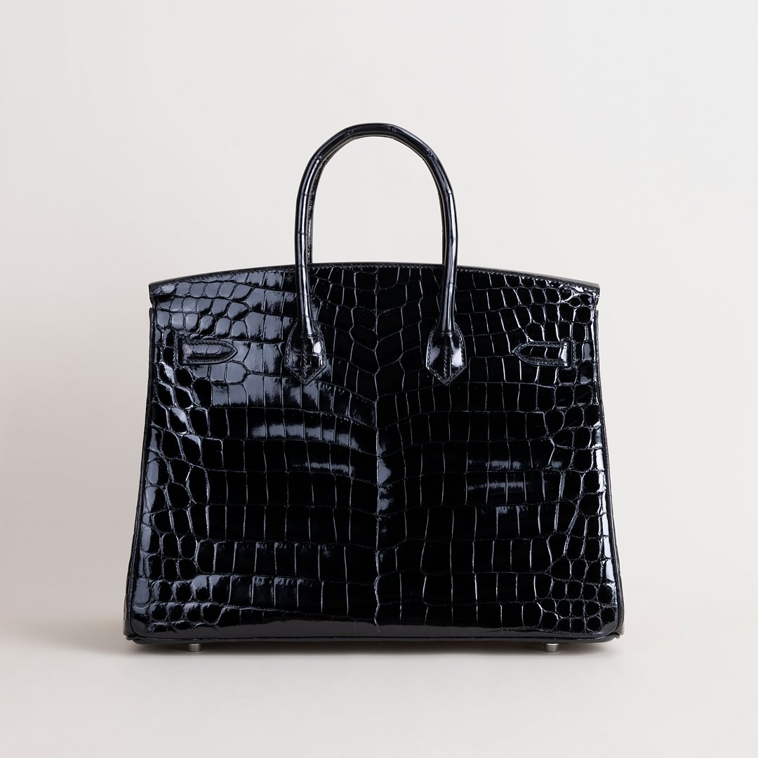 Birkin 35cm Shiny Niloticus crocodile 89 Noir PHW