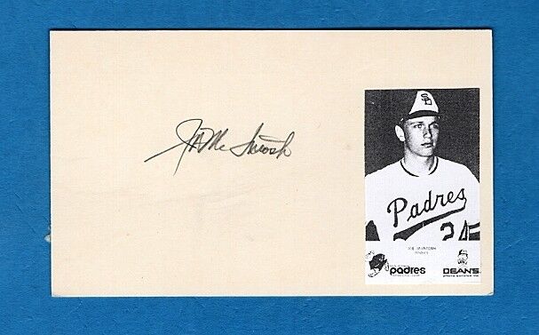 1974 JON McINTOSH-SAN DIEGO PADRES AUTOGRAPHED 3X5 W/ Photo Poster painting