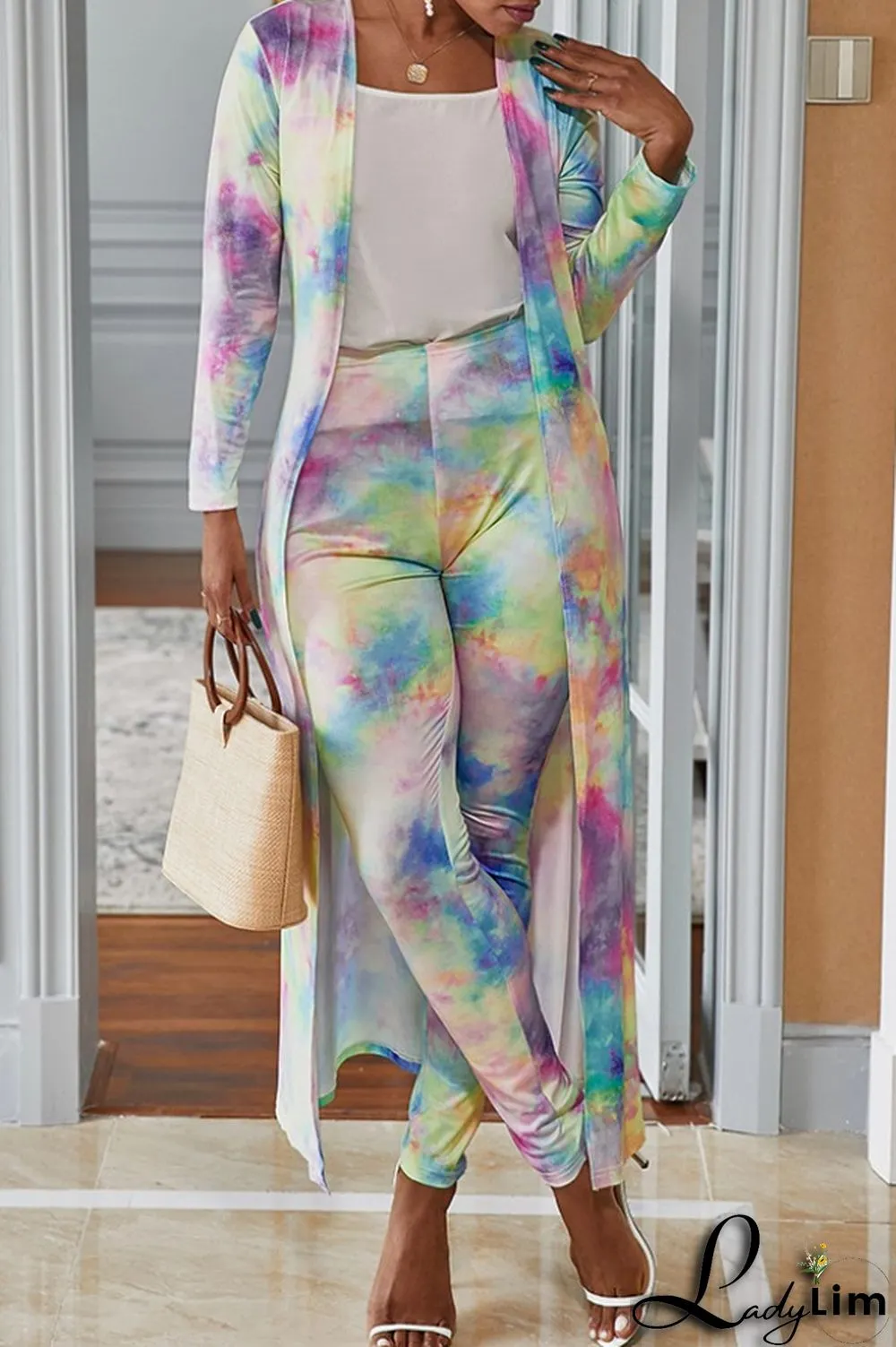 Camouflage Fashion Casual Street Vacation Print Printing cardigan Plus Size Two Pieces