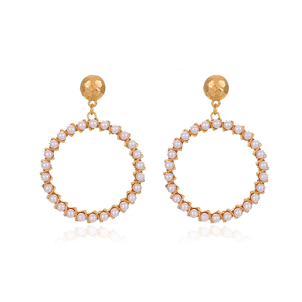 Pearl hoop gold plated earrings
