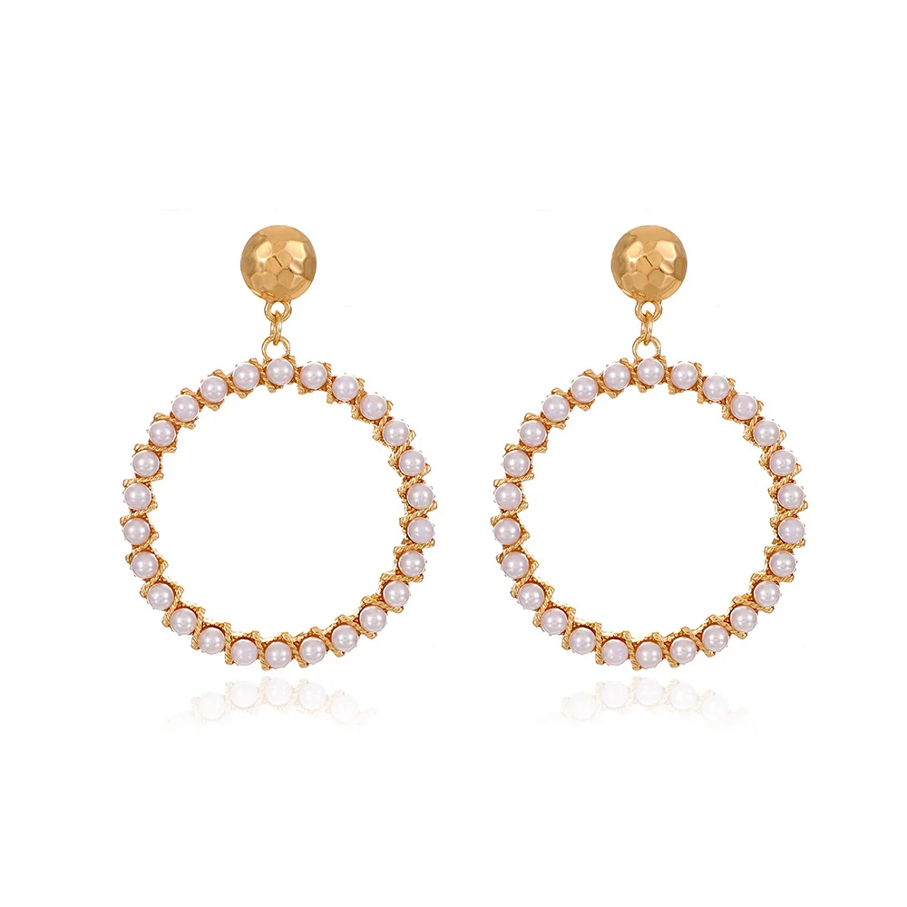 Pearl hoop gold plated earrings