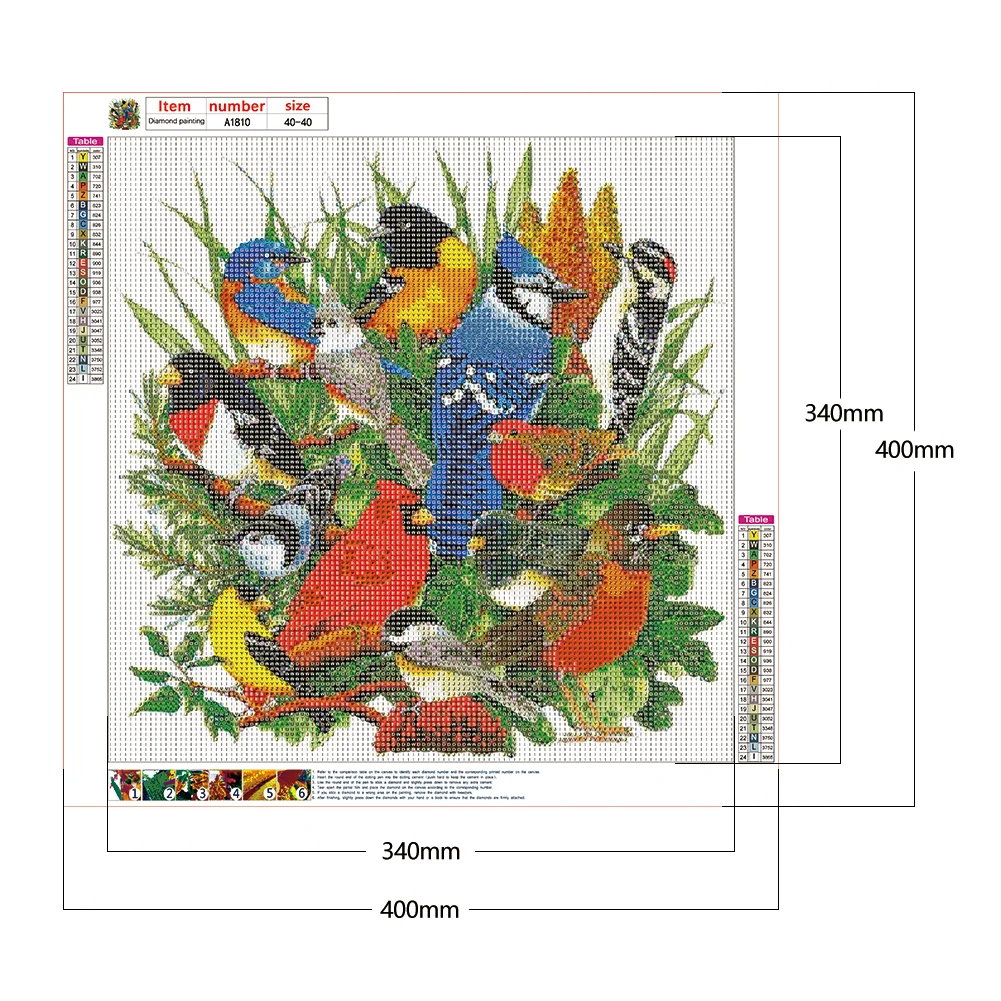 Diamond Painting - Full Round Drill - Birds(40*40cm)