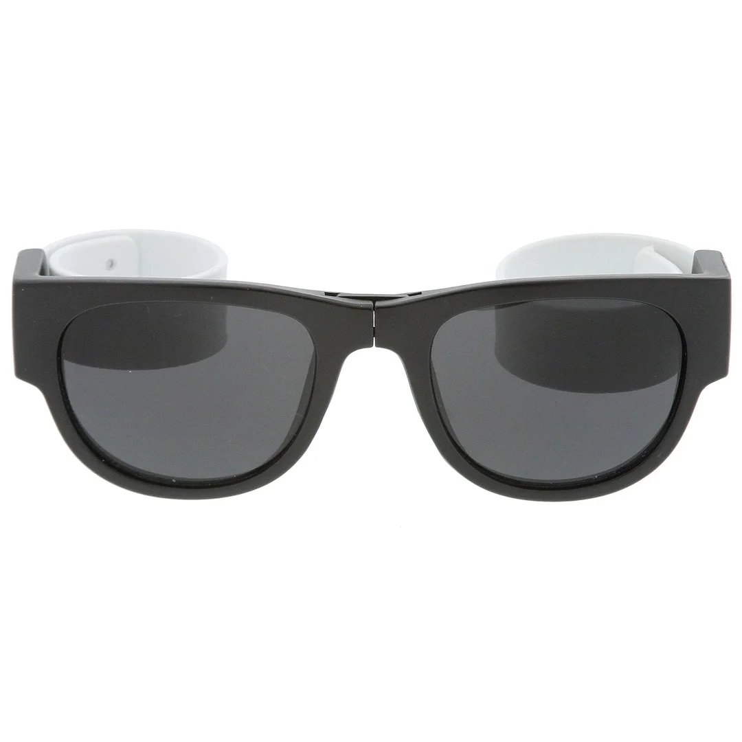 Portable Rubber Snap Arms Square Lens Foldable Horn Rimmed glasses 53mm