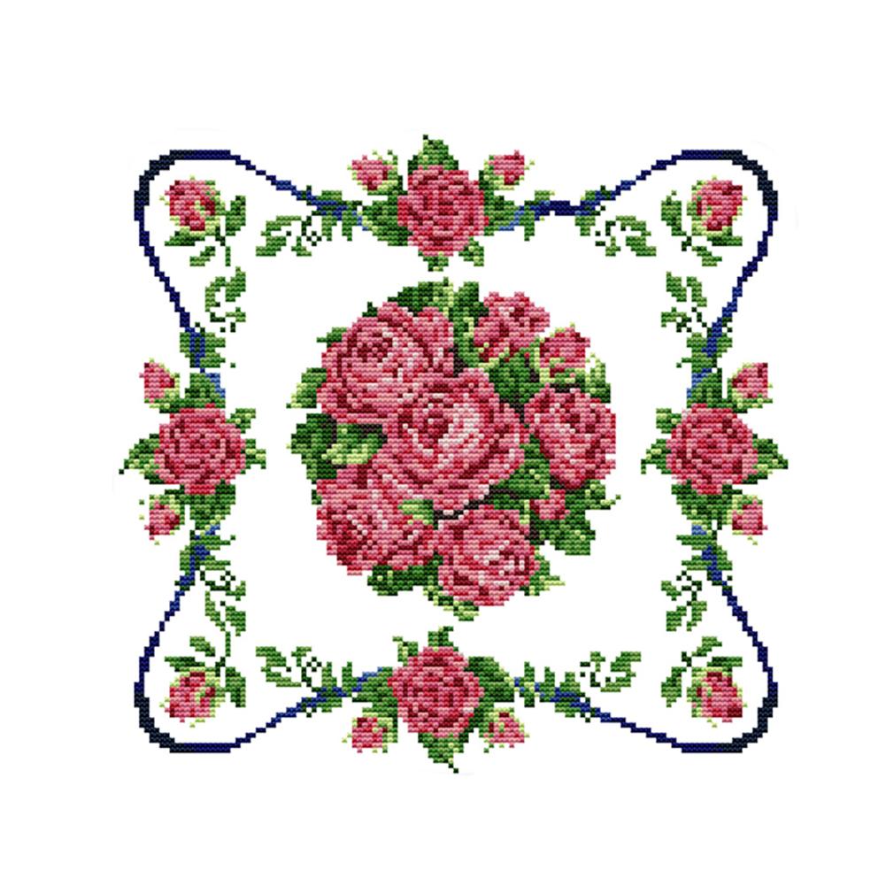 

Red Rose Pink - 14CT Stamped Cross Stitch - 34*34cm, 501 Original