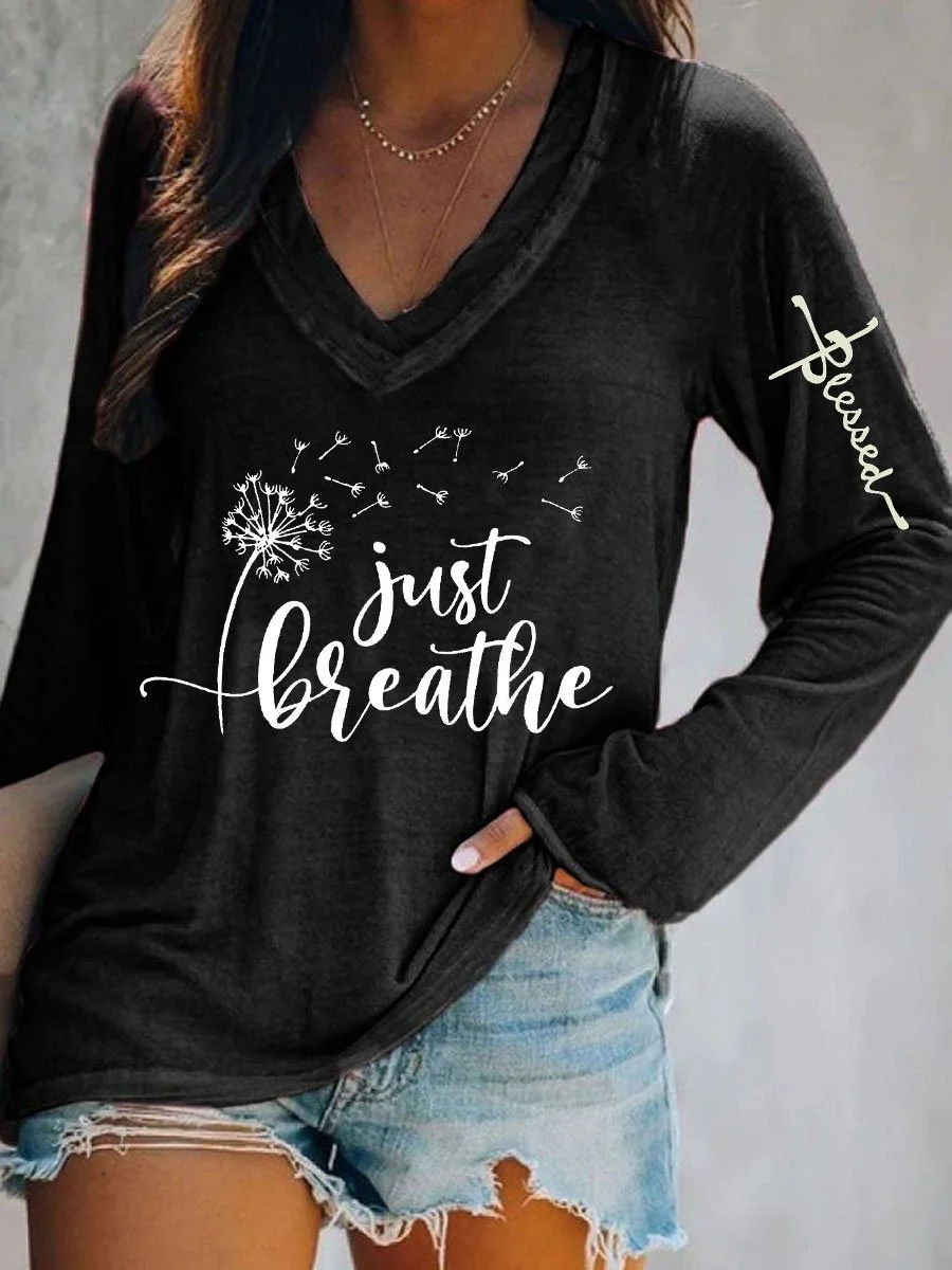 Just Breathe Printed Women's T-shirt