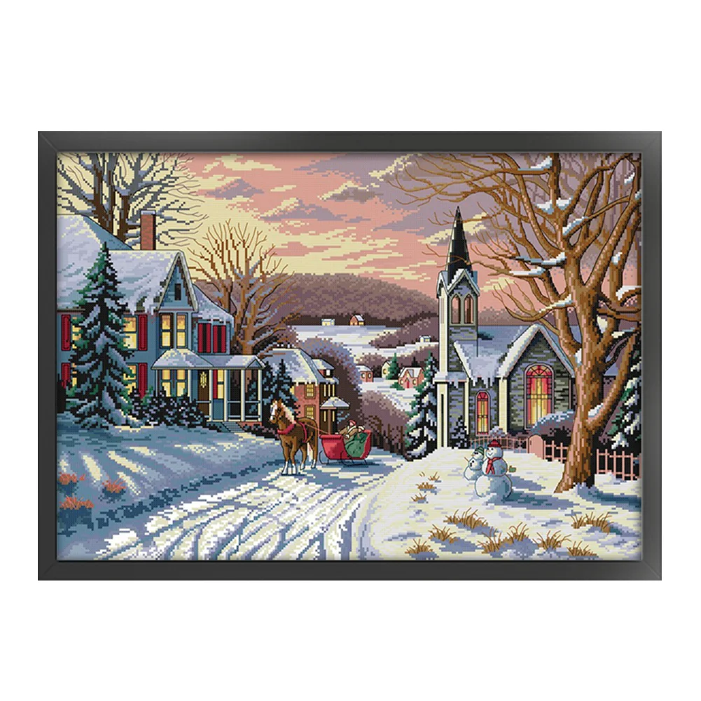 DIY Stamped Cross Stitch 14CT Full Embroidery 58*44cm - Snow Scene