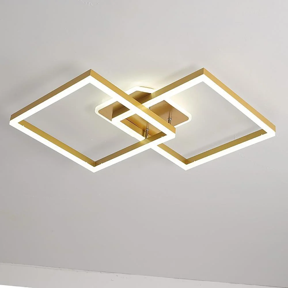 Overlapping Square Design Flush Mount Lighting LED Artistic Aluminum ...