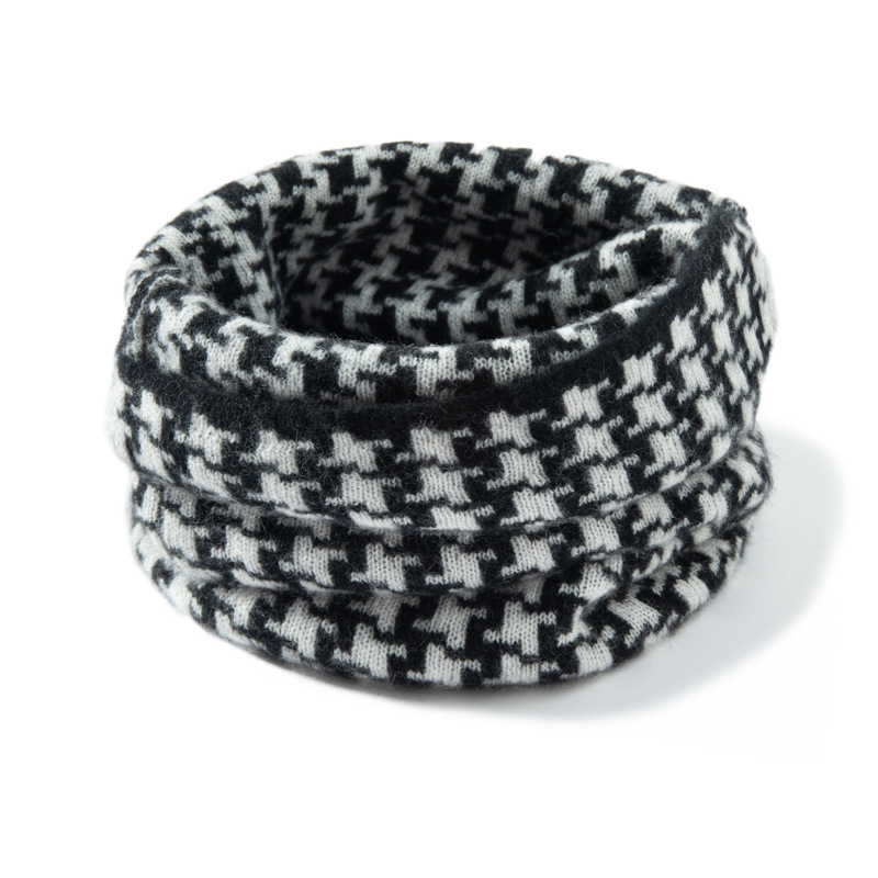 100% Cashmere Collar Scarf Women Houndstooth REAL SILK LIFE