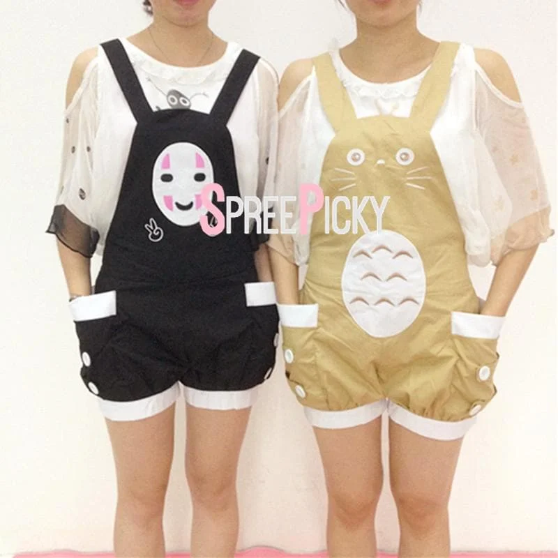 Kawaii Cartoon Totoro No Face Man Suspender Shorts SP1710290