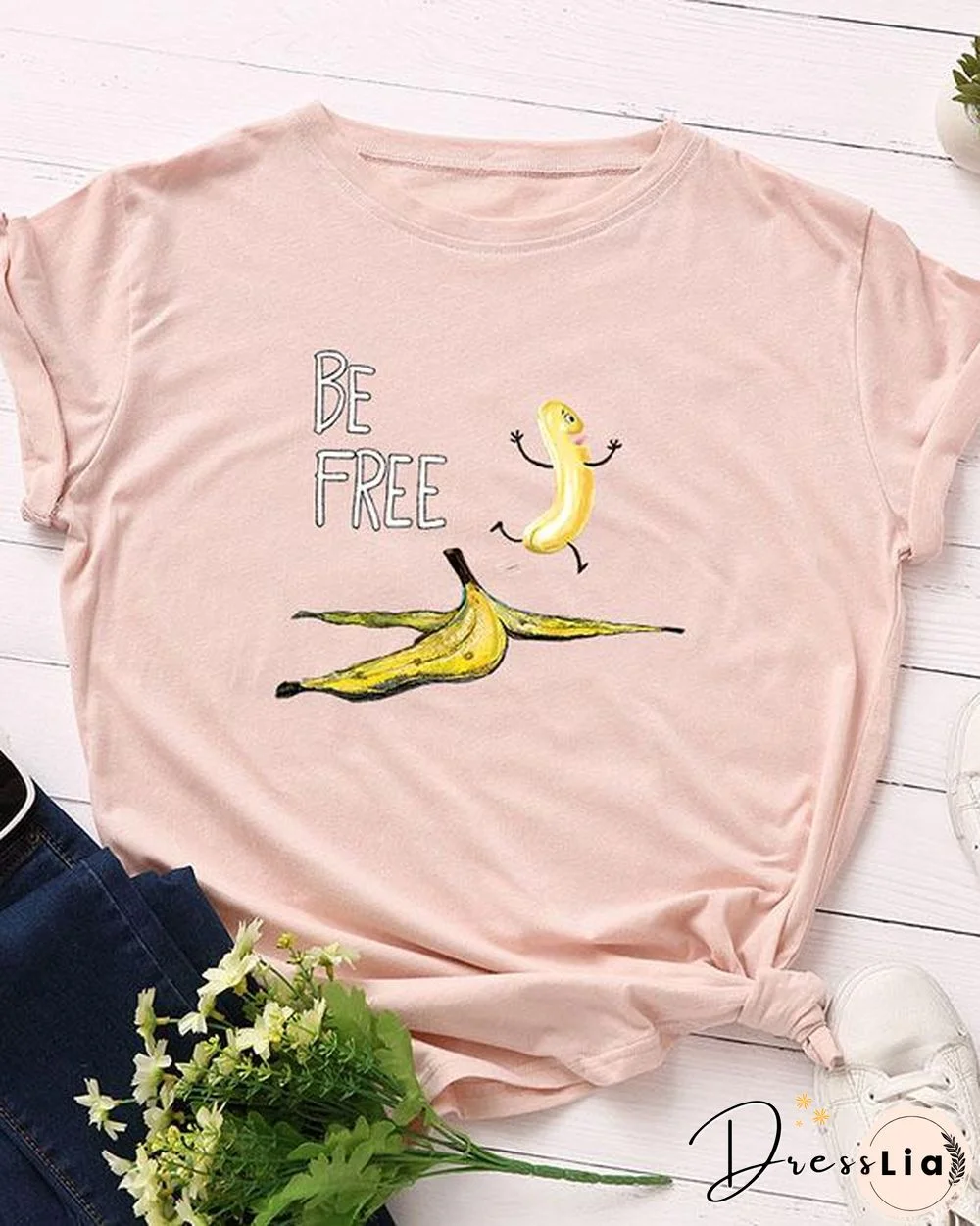 Be Free Print Short Sleeve T-Shirt