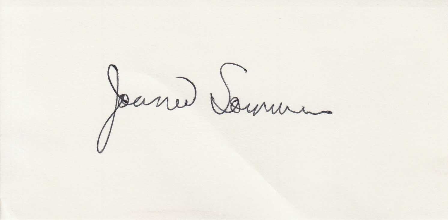 JOANIE SOMMERS hand-signed 3x5 card - UACC RD COA - authentic - NICE AUTOGRAPH