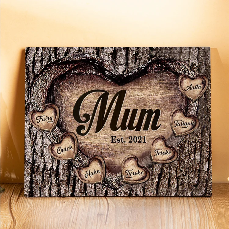 7 Names-Personalized Mum Wooden Ornament Custom Names Home Decoration for Mother