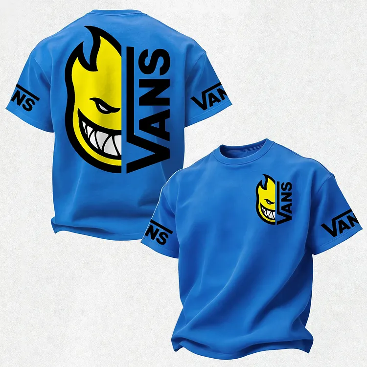 Vas X Spitfire Yellow Flame Split Printed Men's T-shirt